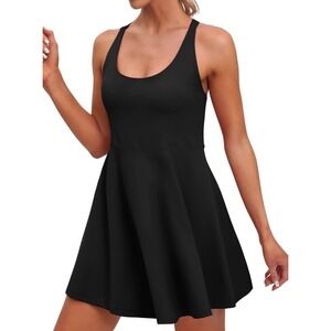 IUGA Black Tennis Pickleball Dress Built-in Shorts Padded Bra Adjustable Large